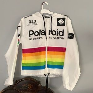 vintage never worn white polaroid windbreaker